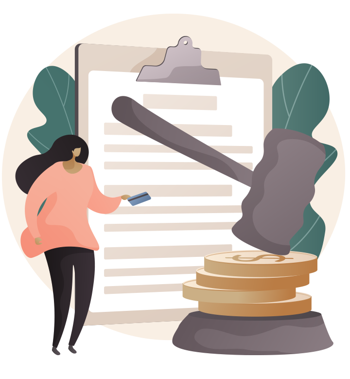 Ilustración de los servicios de derecho penal de Aligale Abogados en Tui, incluyendo defensa y acusación particular.
